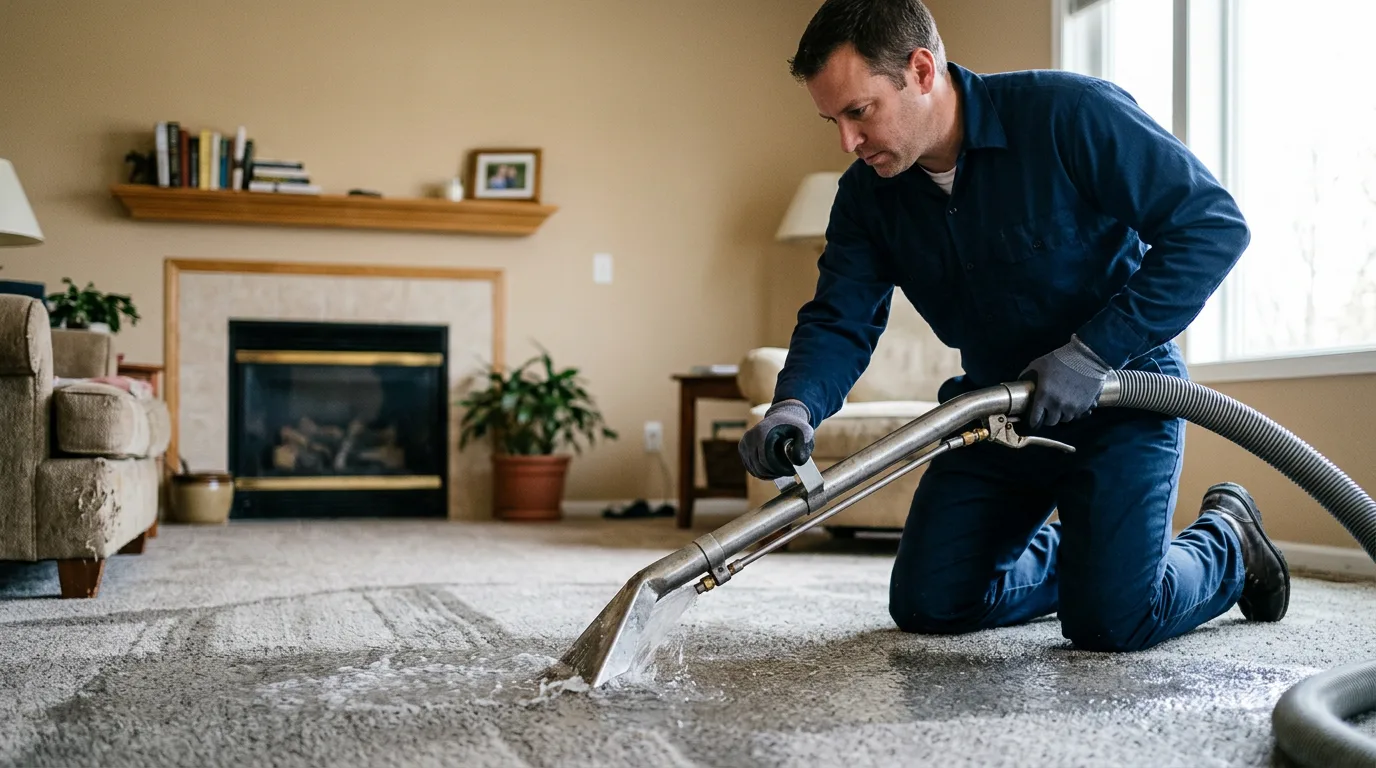 Water damage restoration technician working near Farmington, NH